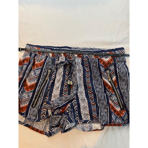 New Look Navy Blue Rust Paisley Geometric Boho Shorts Small NWT - Picture 5 of 7